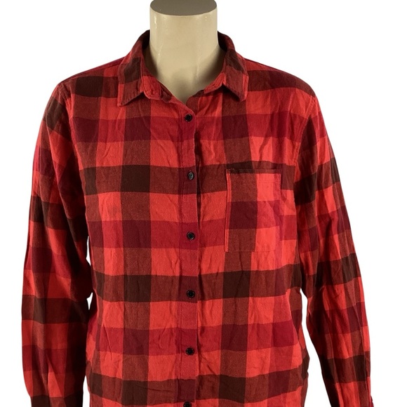 Disney Mickey Mouse Plaid Flannel Shirt Red Graphic Back 2X - Picture 3 of 7
